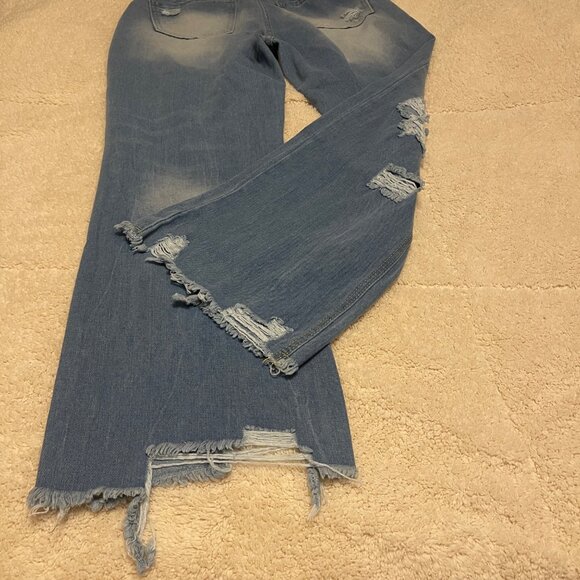 Distressed Blue Wide-Leg Denim Jeans‎ Medium Size - Picture 12 of 14